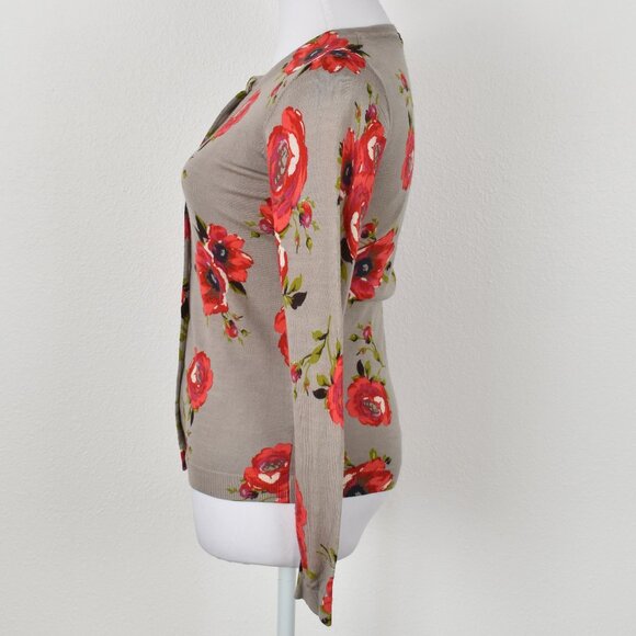 Boden Floral Rose Wool Cardigan Sweater - 4 - Picture 4 of 9